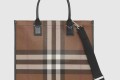 [BURBERRY-버버리]체크 레더 토트백 80491171