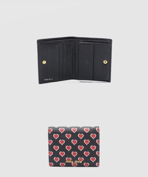 [MIUMIU-미우미우]마드라스 하트 반지갑 5MV204