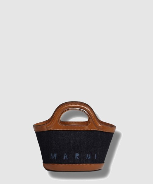 [MARNI-마르니]데님 앤 레더 트로피칼리아 버킷백 마이크로