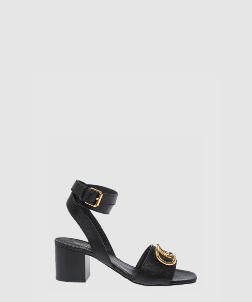 [VALENTINO-발렌티노]브이로고 레더 플랫폼 샌들