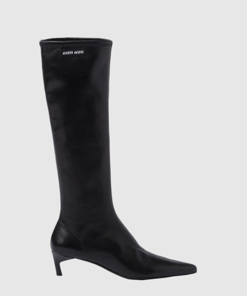 [MIUMIU-미우미우]로고 롱 레더 부츠 F0002