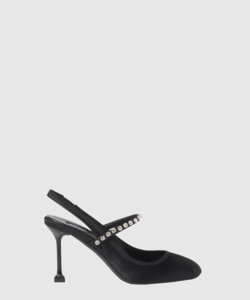 [MIUMIU-미우미우]새틴 슬링백 펌프스 F0002