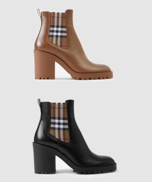 [BURBERRY-버버리]체크 패널 레더 앵클 부츠 80707101