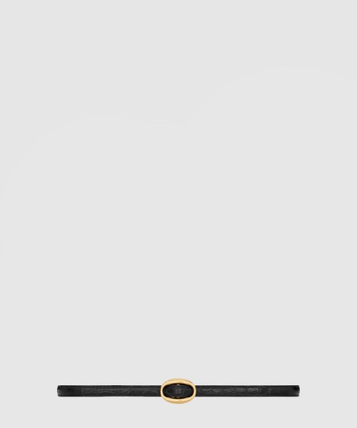 [SAINT LAURENT-생로랑]크로커다일 오벌 버클 슬림 벨트 756959