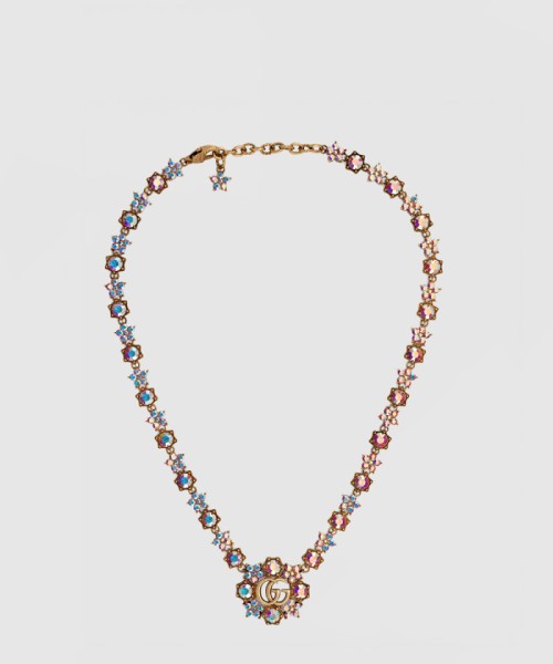 [GUCCI-구찌]더블 G 크리스탈 플라워 목걸이 753805