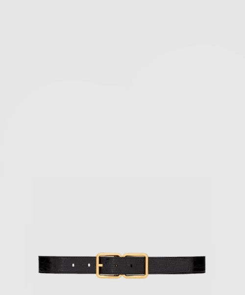 [SAINT LAURENT-생로랑]크로커다일 엠보스드 가죽 소재의 더블 버클 벨트  6698651