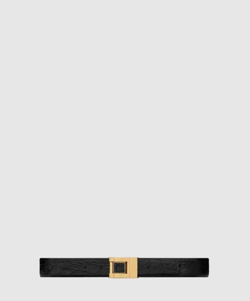 [SAINT LAURENT-생로랑]악어 엠보 가죽 버클 협벨트 658518