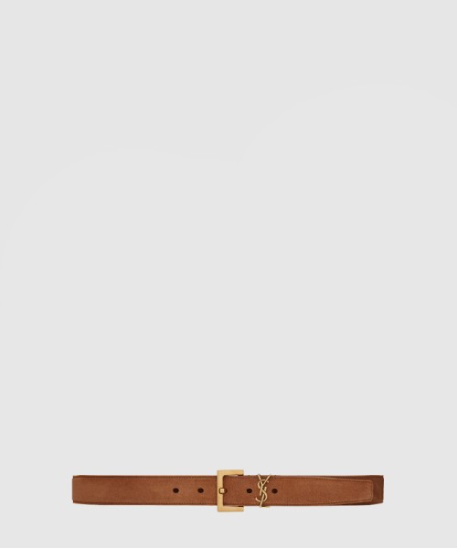 [SAINT LAURENT-생로랑]스퀘어 버클을 장식한 스웨이드 소재의 CASSANDRE 벨트 634437