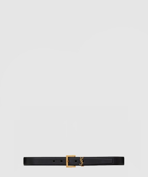 [SAINT LAURENT-생로랑]부드러운 가죽 소재의 스퀘어 버클 모노그램 벨트 634437