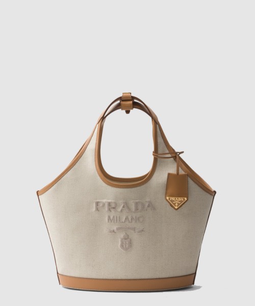 [PRADA-프라다]미디엄 리넨 혼방 및 가죽 토트백 1BG471