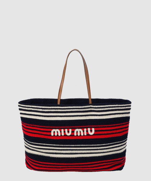 [MIUMIU-미우미우]라피아 앤 코튼 토트백 5BG228