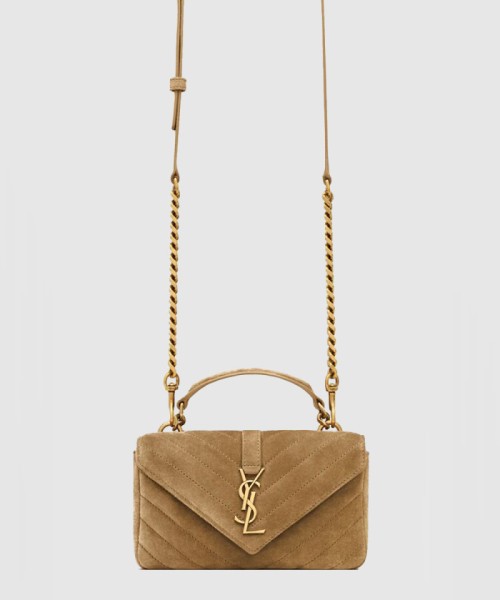 [SAINT LAURENT-생로랑]유광 크래클드 가죽 소재의 COLLEGE 미니 체인백 779430