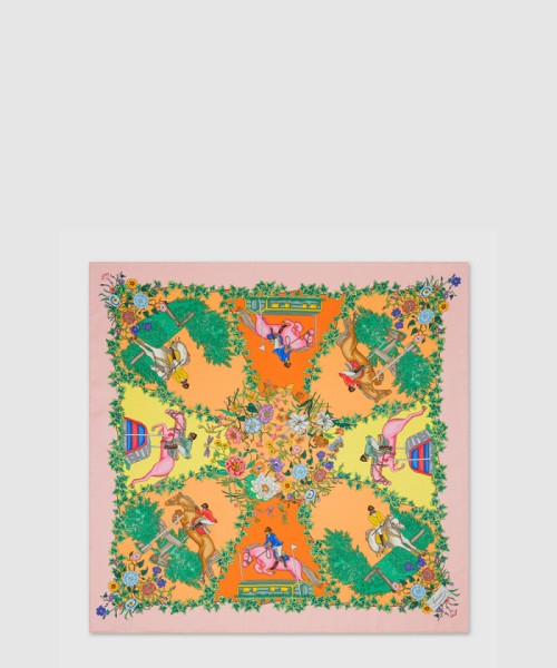 [GUCCI-구찌]올오버 플로라 프린트 실크 까레 810870