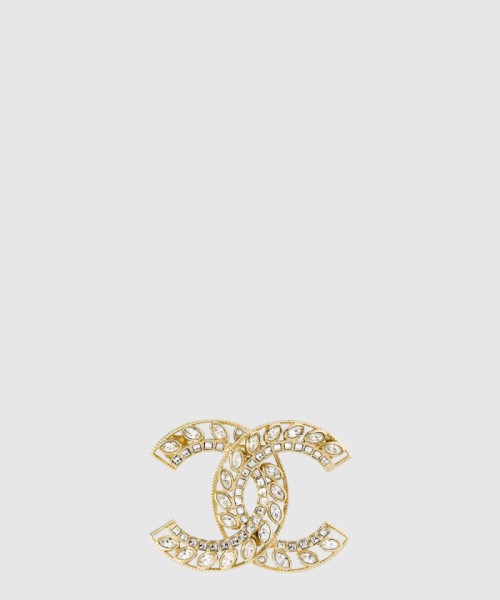 [CHANEL-샤넬]클래식 더블 C 펀칭 큐빅 브로치 ABA561