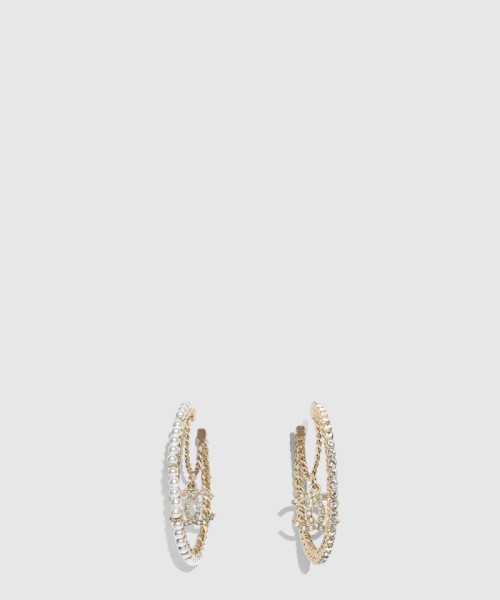 [CHANEL-샤넬]진주 크리스털 원형 귀걸이 AB3193