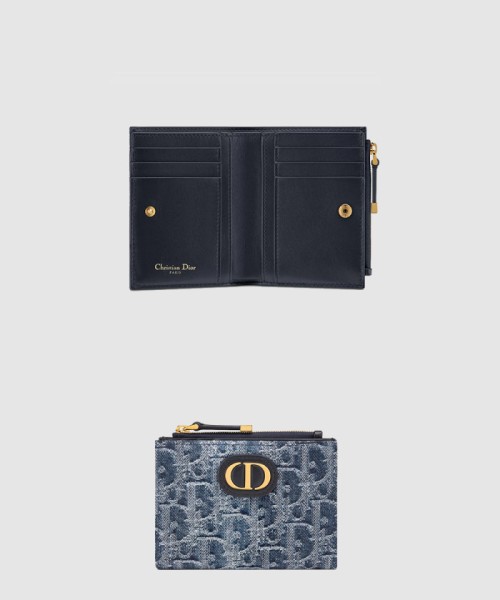 [DIOR-디올]30 Montaigne 몽테인 달리아 지갑 데님 S2197
