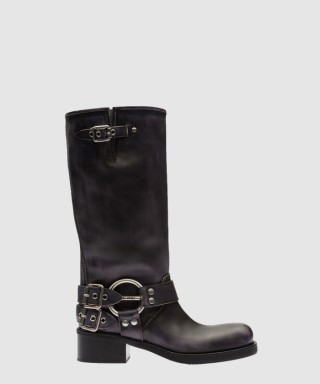 [MIUMIU-미우미우]가죽 오토바이 부츠 5W791D