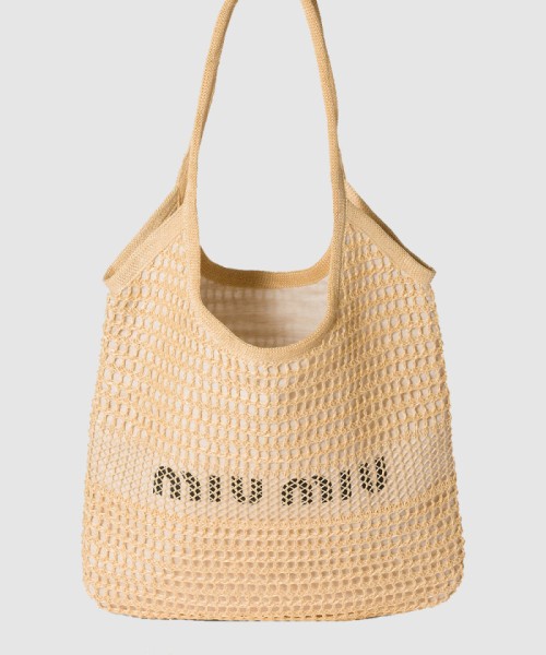 [MIUMIU-미우미우]내추럴 아이비 라피아 효과 및 린넨 백 5BG231