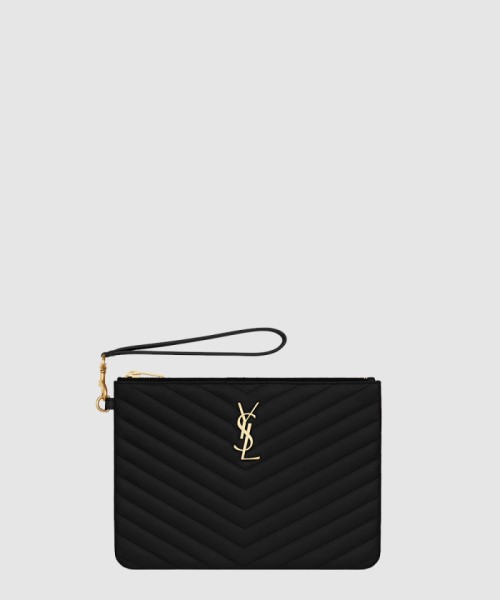 [SAINT LAURENT-생로랑]마틀라세 가죽 소재의 모노그램 파우치 379039