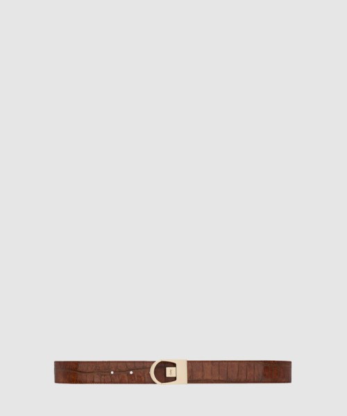 [SAINT LAURENT-생로랑]크로커다일 엠보스드 가죽 소재의 리버서블 벨트 828728