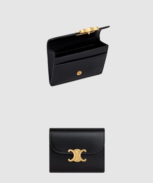[CELINE-셀린느]트리옹프 플랩 카드 지갑 샤이니 카프스킨 10I583