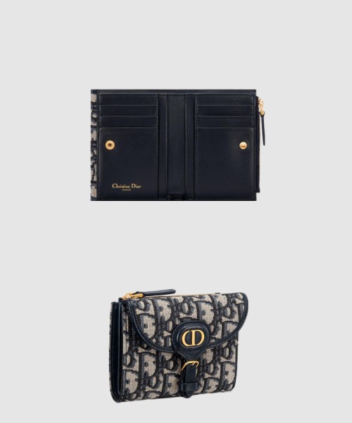 [DIOR-디올]플랩 더블 할인 트윌 자카드 더블 가죽 지갑 S5699