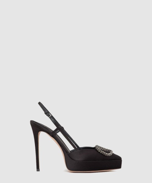[VALENTINO-발렌티노]브이로고 새틴 슬링백 펌프스