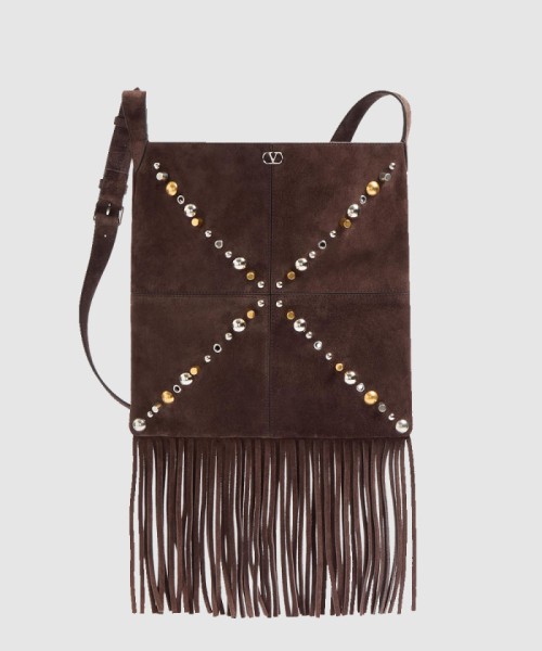 [VALENTINO-발렌티노]가라바니 넬코트 스웨이드 프린지 숄더백