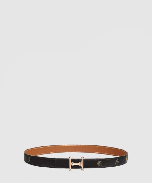 [HERMES-에르메스]밀론 H 버클 양면 가죽 밴드