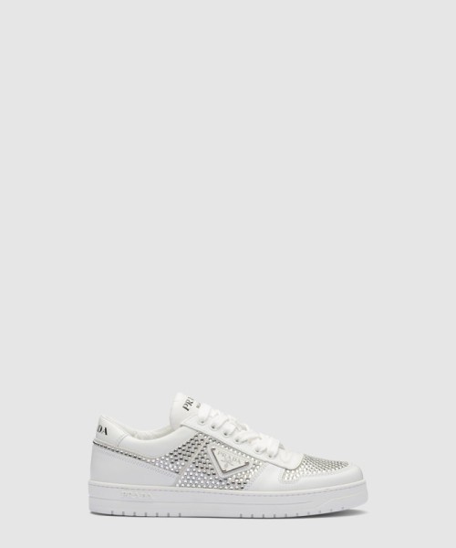 [PRADA-프라다]크리스털 장식이 있는 가죽 스니커즈 1E348N