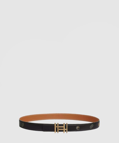 [HERMES-에르메스]하우 카레 트위스트 벨트 버클 &  메르 리버시블 가죽 스트랩