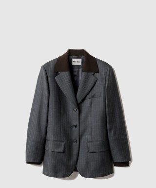 [MIUMIU-미우미우]싱글 브레스티드 핀스트라이프 재킷 MH2005