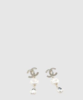 [CHANEL-샤넬]CC로고 크리스탈 드롭 이어링 AB7112