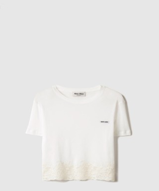 [MIUMIU-미우미우]골지 저지 & 레이스 티셔츠 MT2155