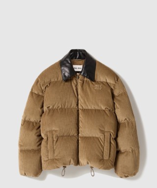 [MIUMIU-미우미우]코듀로이 및 나파 가죽 다운 재킷 ML1321