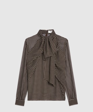 [CELINE-셀린느]라발리에르 블라우스 실크 조젯 RB01B0