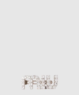 [MIUMIU-미우미우]크리스털 장식 로고 헤어 핀 5JF082