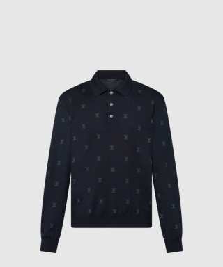 [LOUIS VUITTON-루이비통]롱 슬리브드 울 실크 앤드 캐시미어 블렌드 폴로 1AFYEV